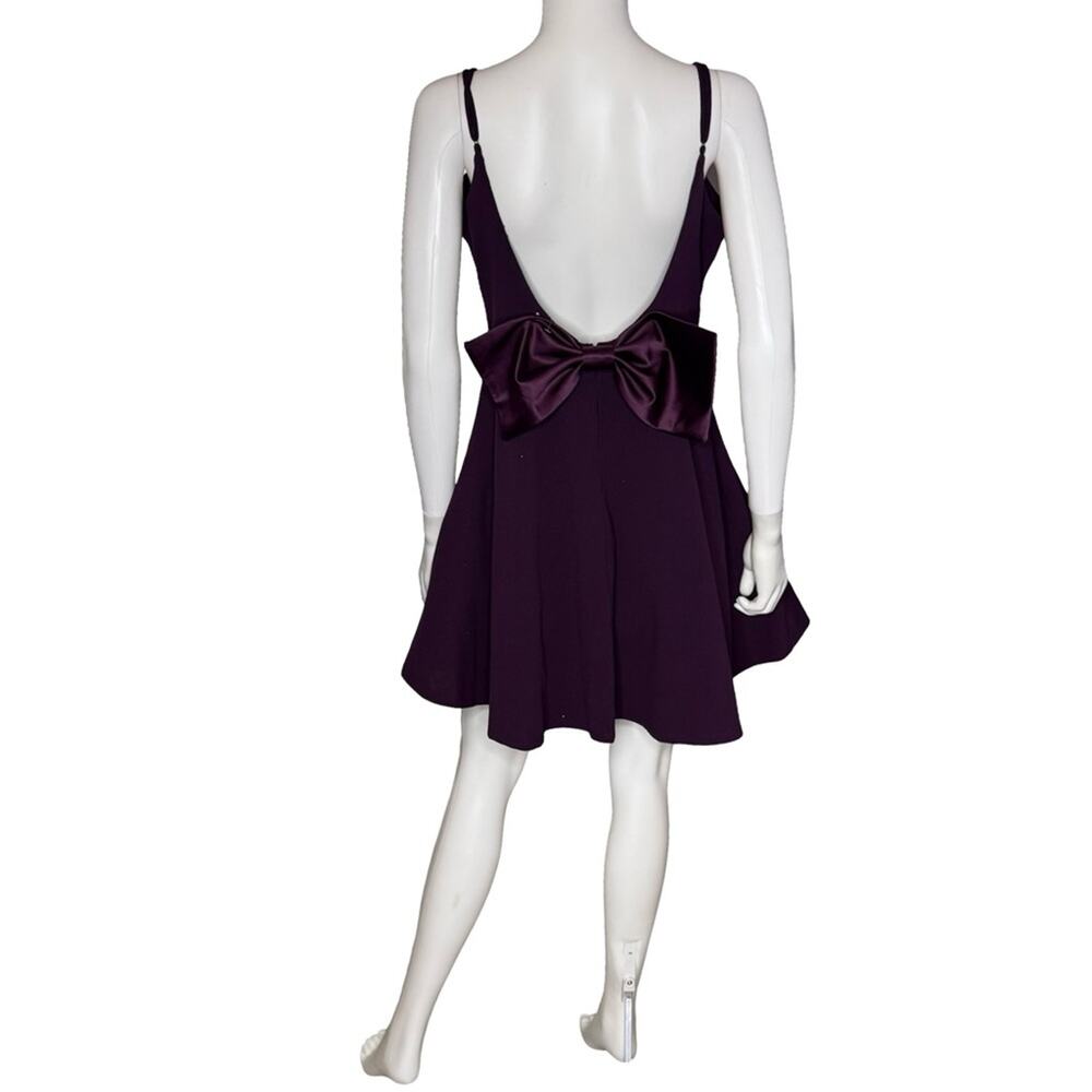 City Studios Juniors' Bow-Accent Scuba Sleeveless Fit & Flare Dress Purple Sz 15 - Picture 6 of 9